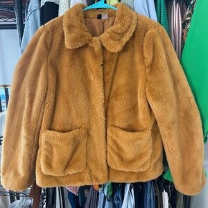 H&M mustard teddy coat